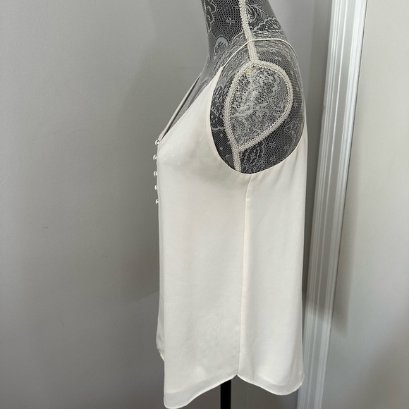 Women’s Loft Small Flowy Chiffon White Spaghetti Strap Halter Blouse - Picture 14 of 14